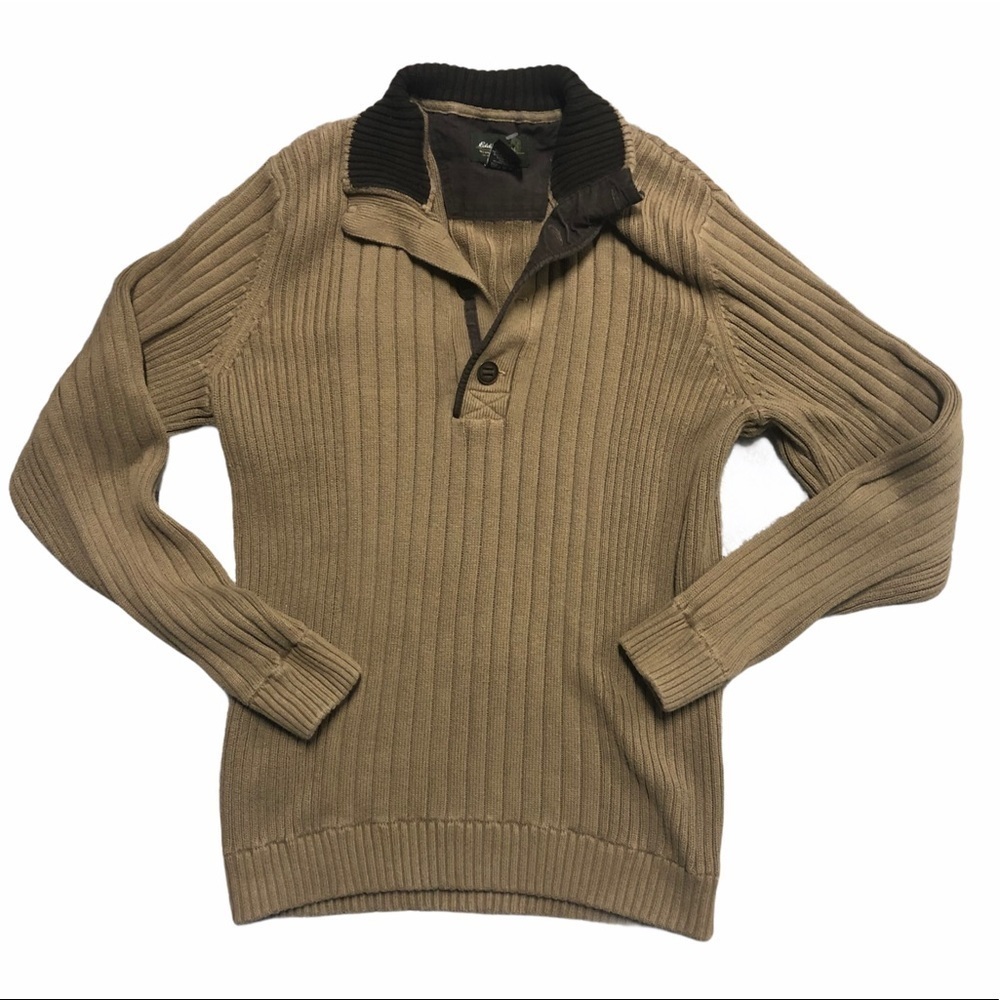 Eddie Bauer outdoors cotton knit warm sweater medium tan